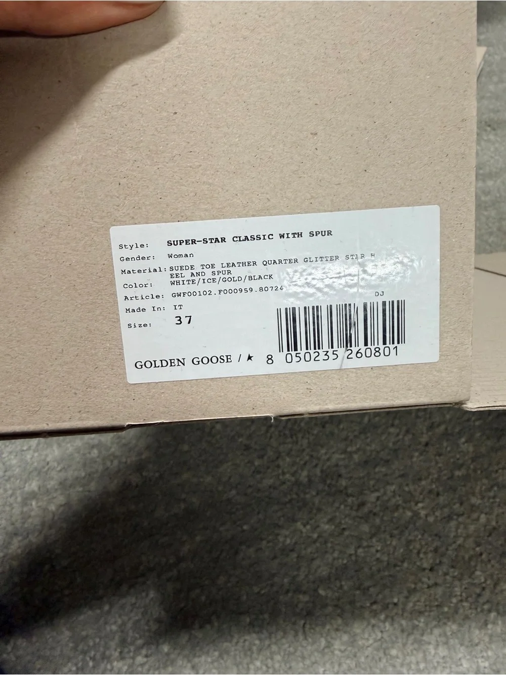 Golden Goose White Sneakers with Silver Star and Gold Heel - Picture 6 of 6
